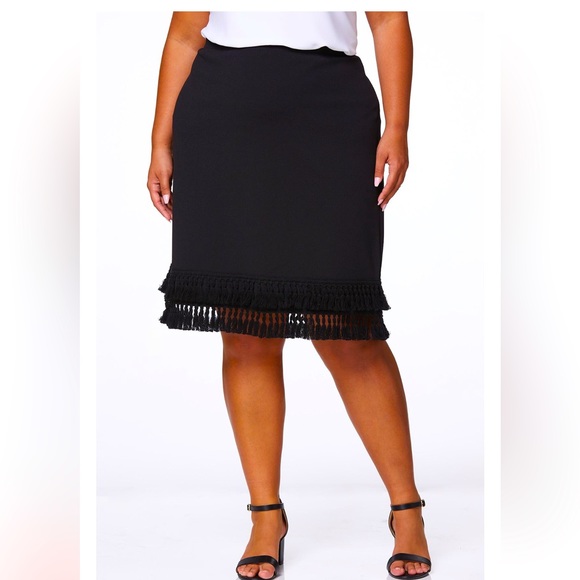 Cato Dresses & Skirts - Black Tasseled Knee Length Skirt, 14/16, NWT